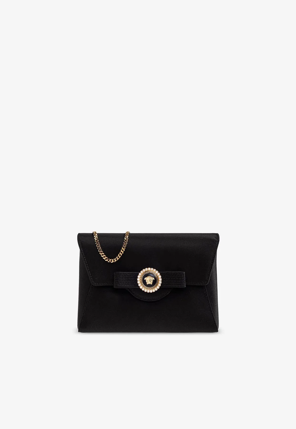 Crystal Gianni Ribbon Satin Clutch Bag