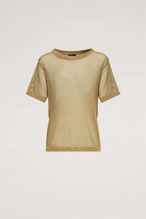 CULTO YELLOW LUREX MESH TOP