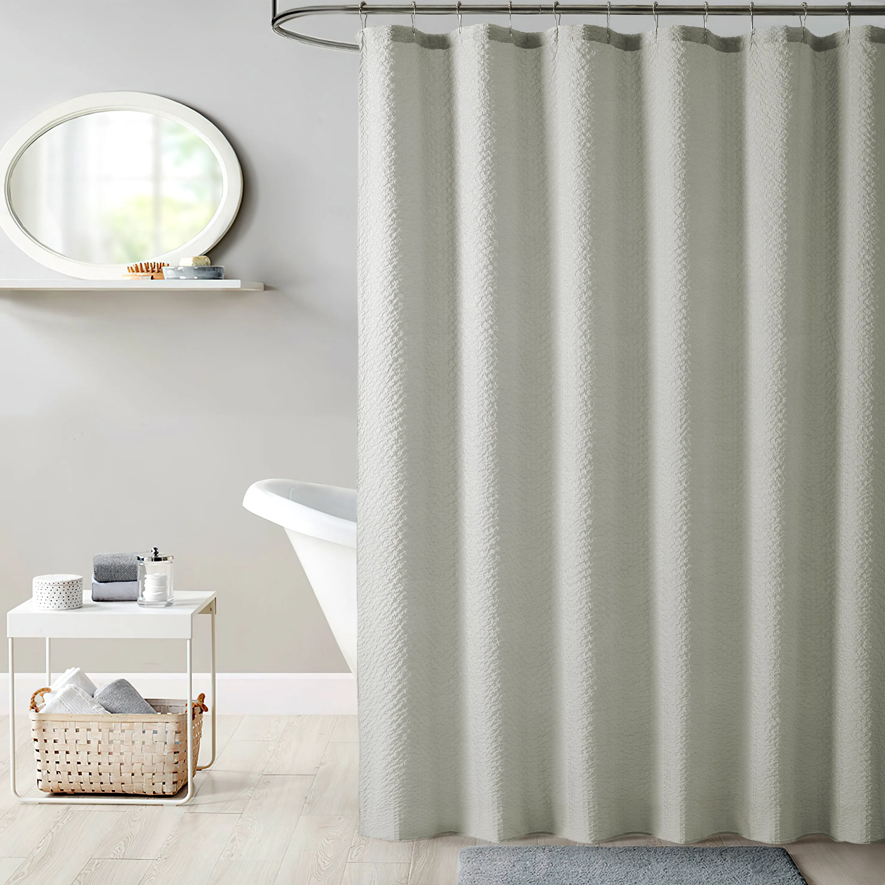 Dainty Home Tranquility Embossed Seersucker Designed 70" x 72" Shower Curtain