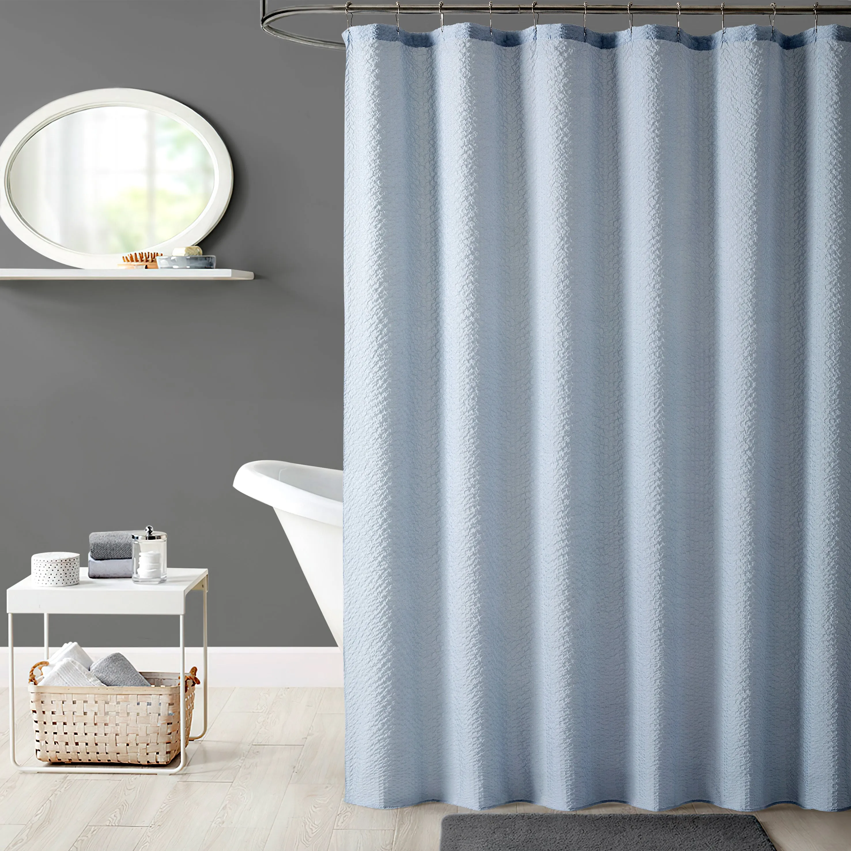 Dainty Home Tranquility Embossed Seersucker Designed 70" x 72" Shower Curtain