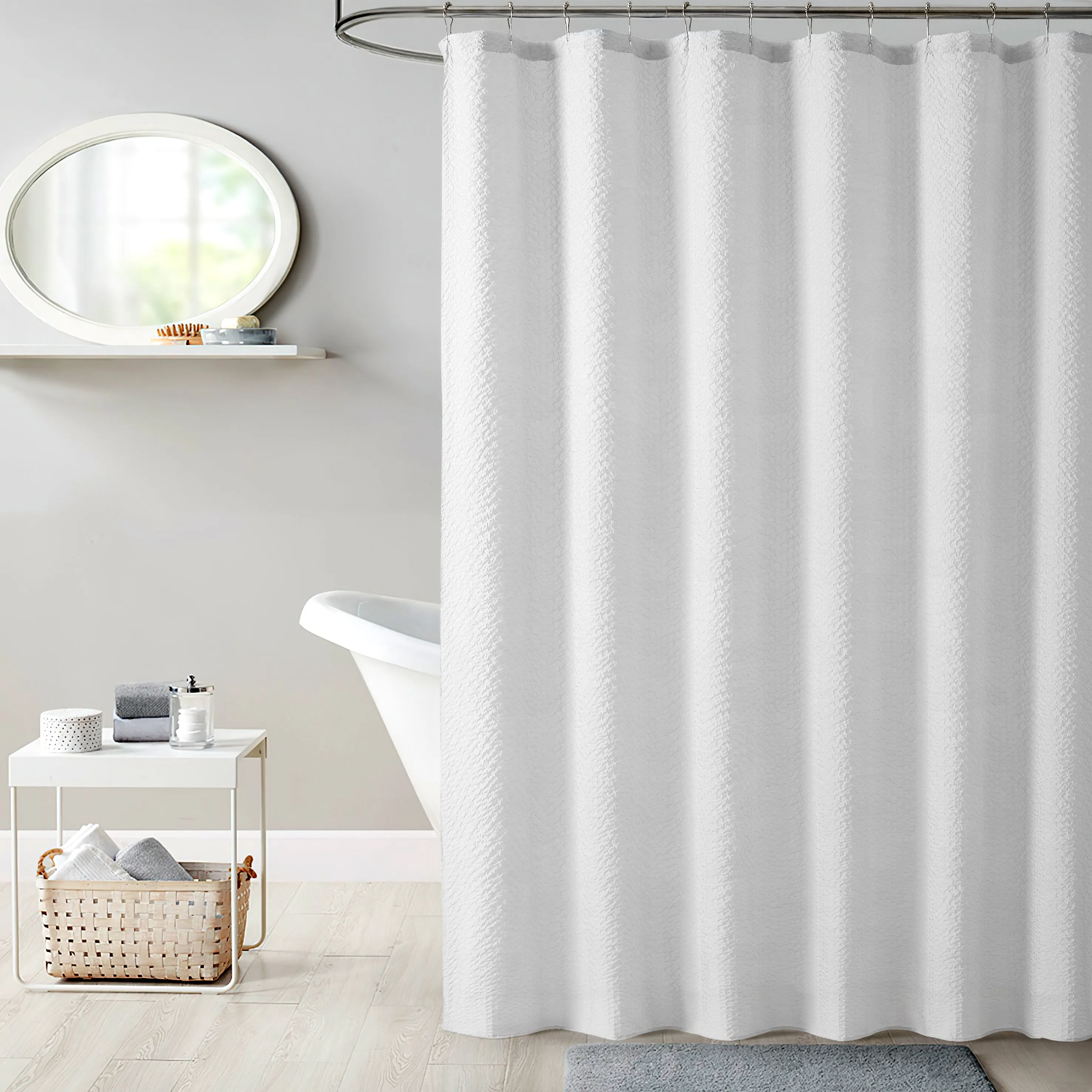 Dainty Home Tranquility Embossed Seersucker Designed 70" x 72" Shower Curtain