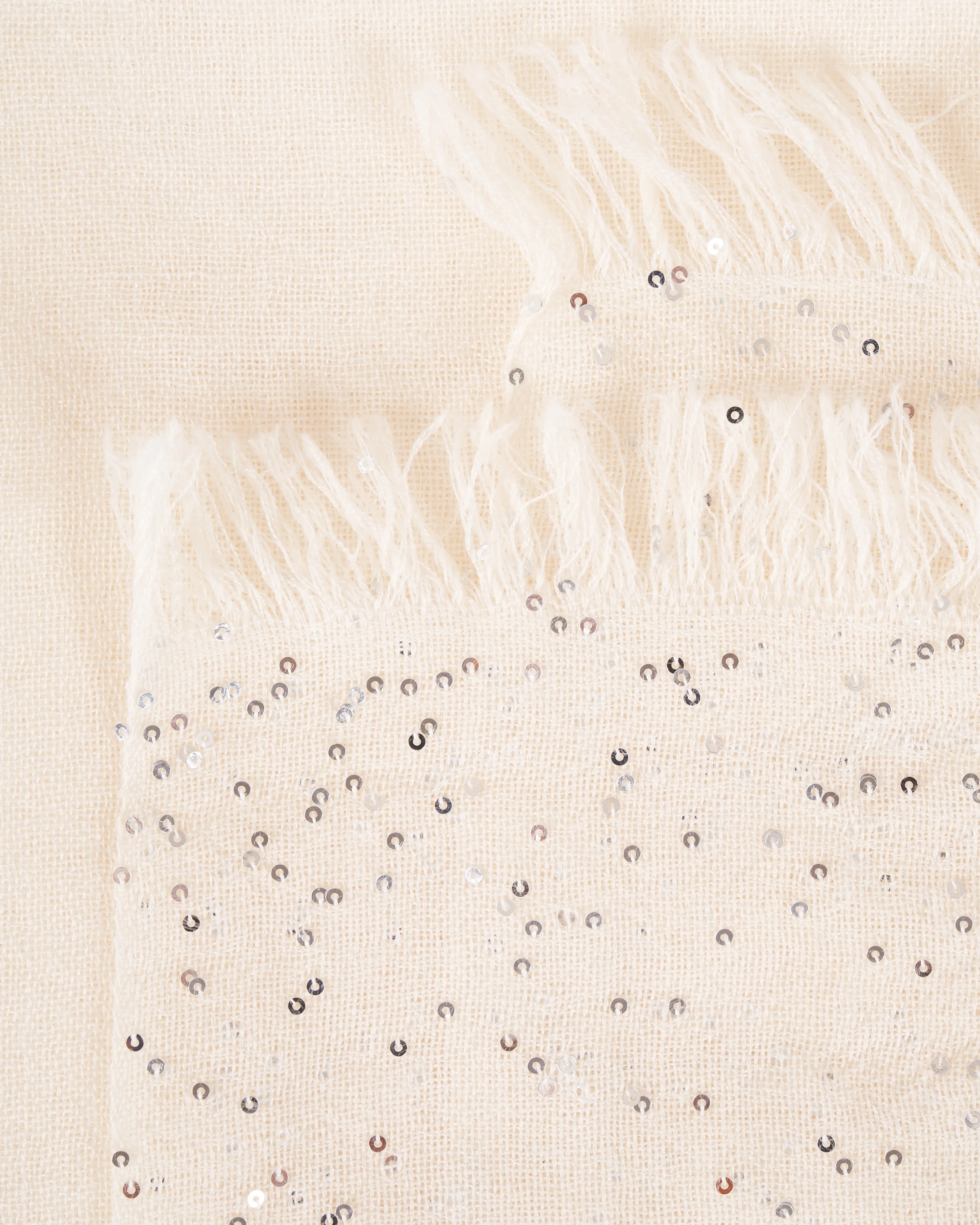 dalila wool silk scarf with pailettes - ivory