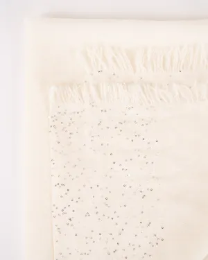 dalila wool silk scarf with pailettes - ivory