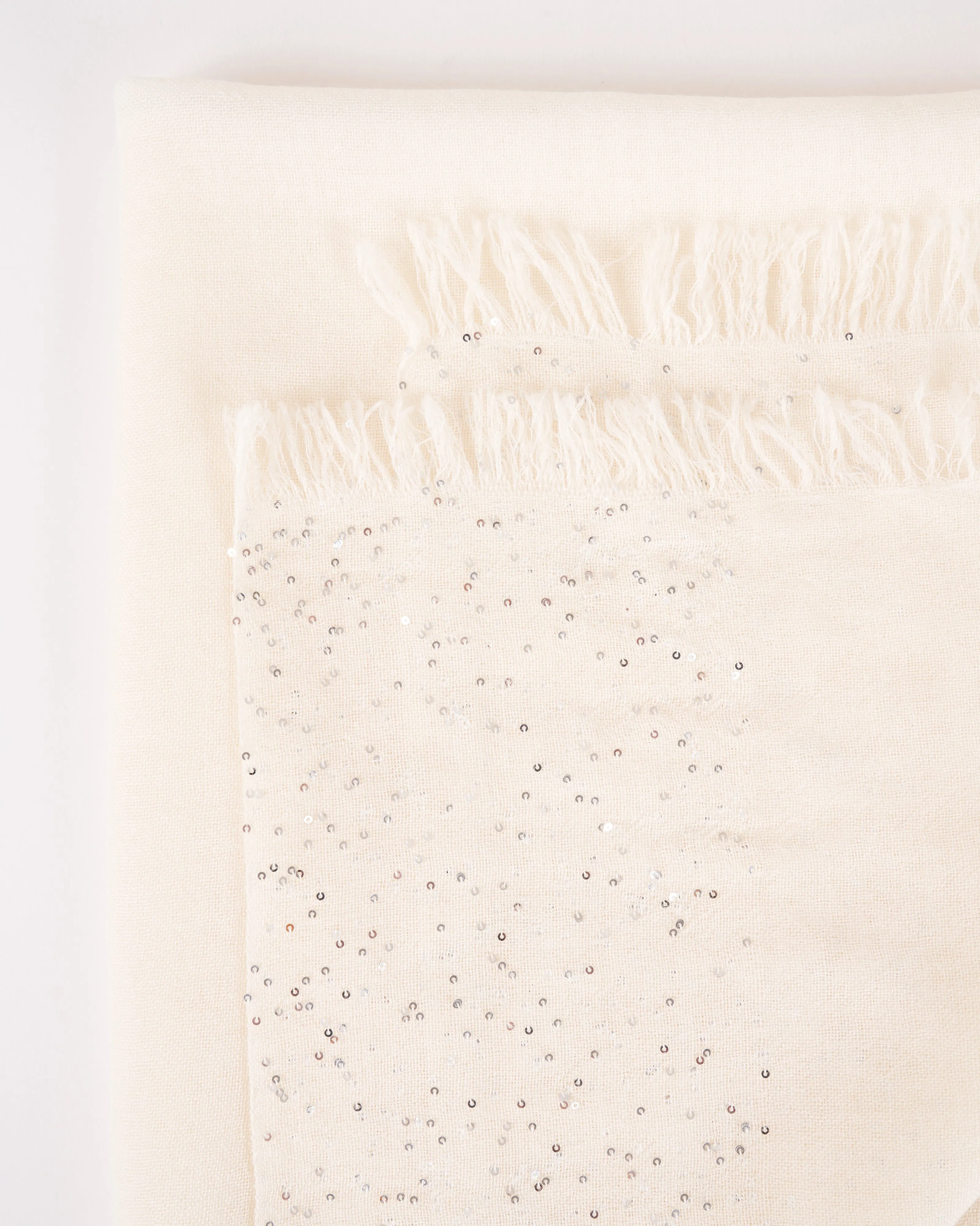 dalila wool silk scarf with pailettes - ivory