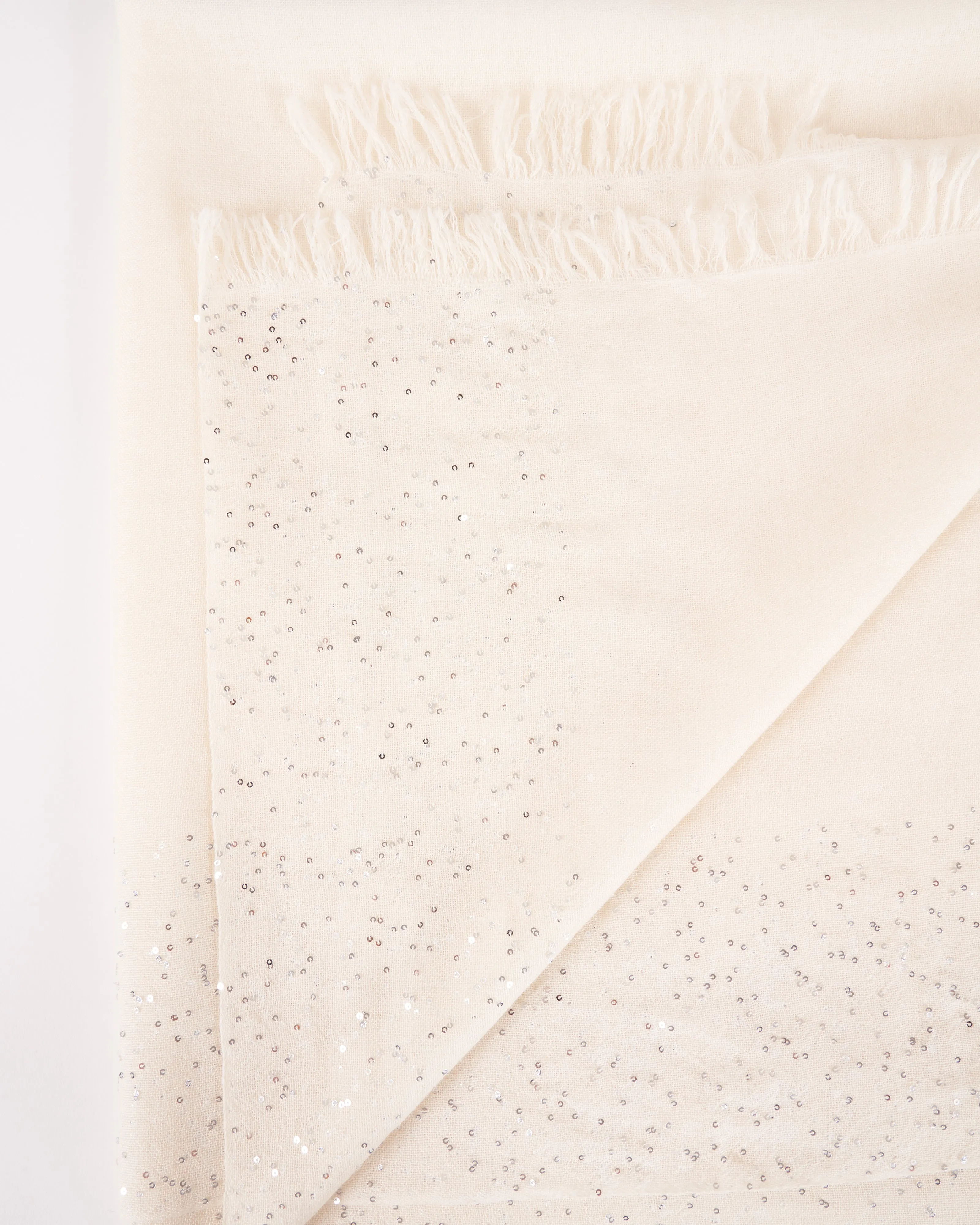 dalila wool silk scarf with pailettes - ivory