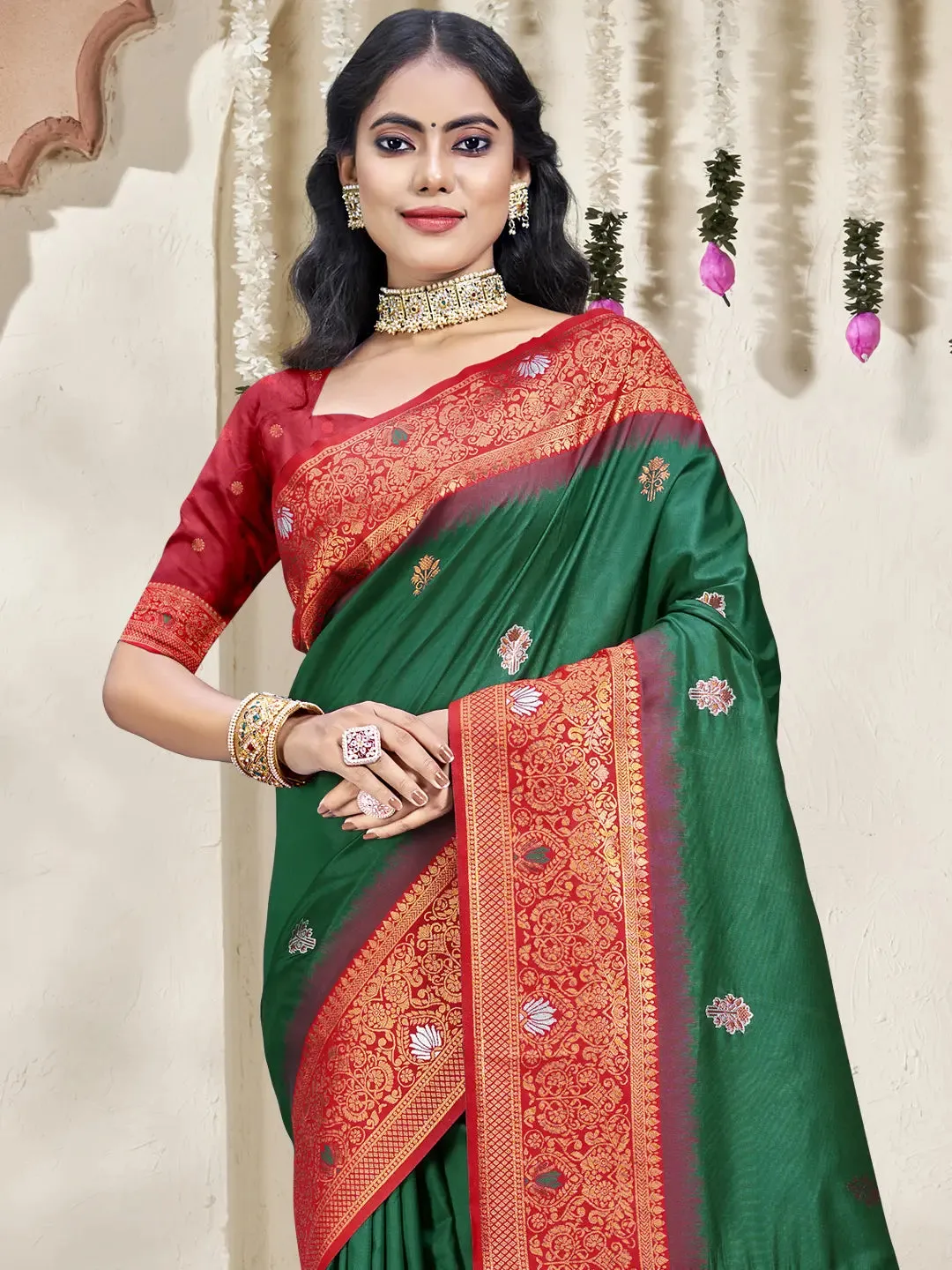 Dark Green Silk Saree