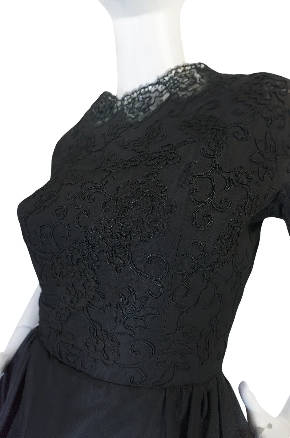 Dated 1960 Sophie Gimbel Attr Saks 5th Ave Soutache & Silk Dress