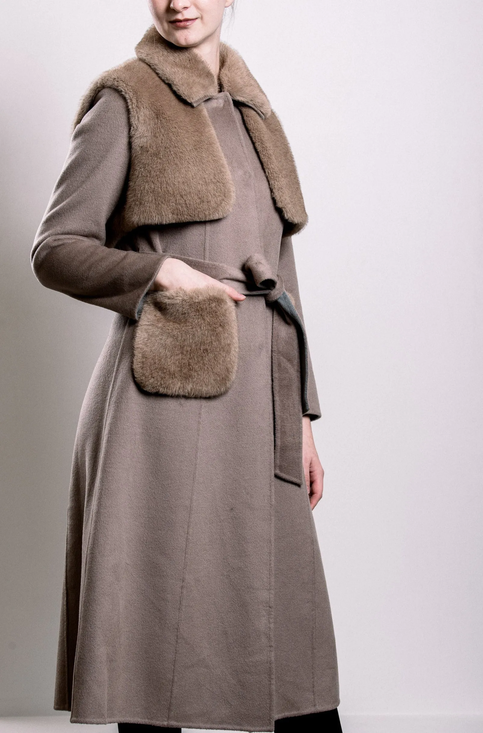 Demi-Couture Fur Trim Overcoat
