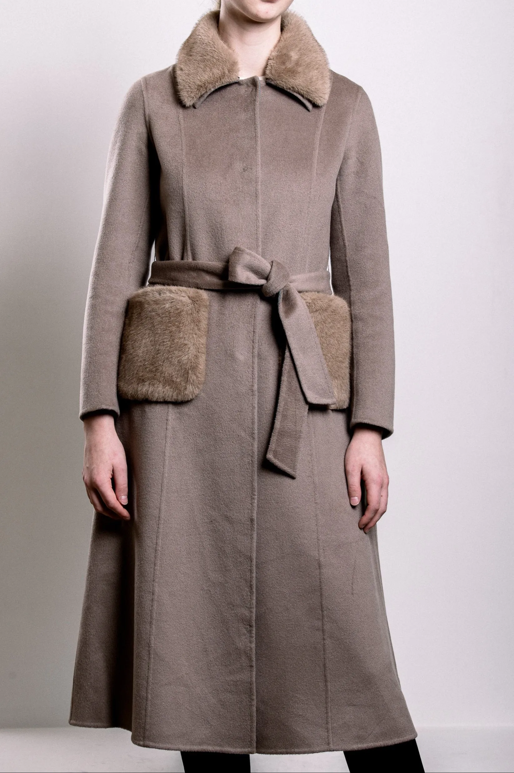 Demi-Couture Fur Trim Overcoat