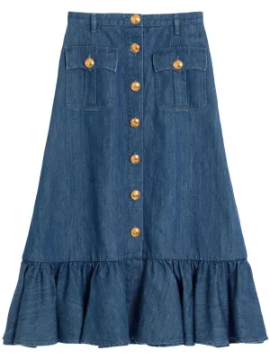 Denim midi skirt