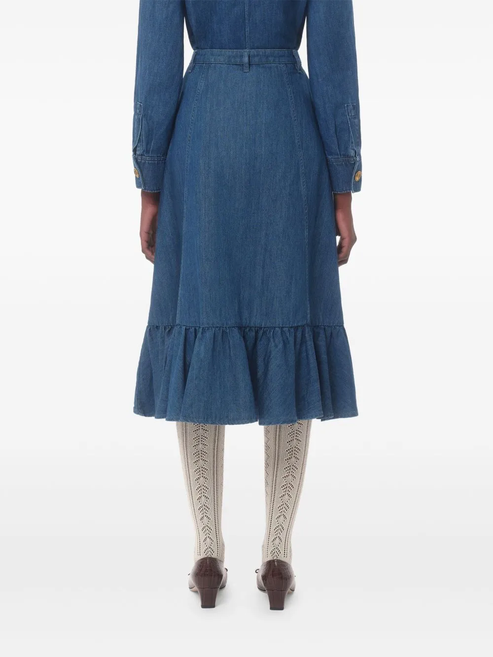 Denim midi skirt