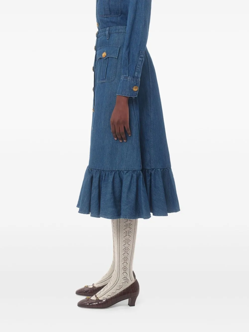 Denim midi skirt