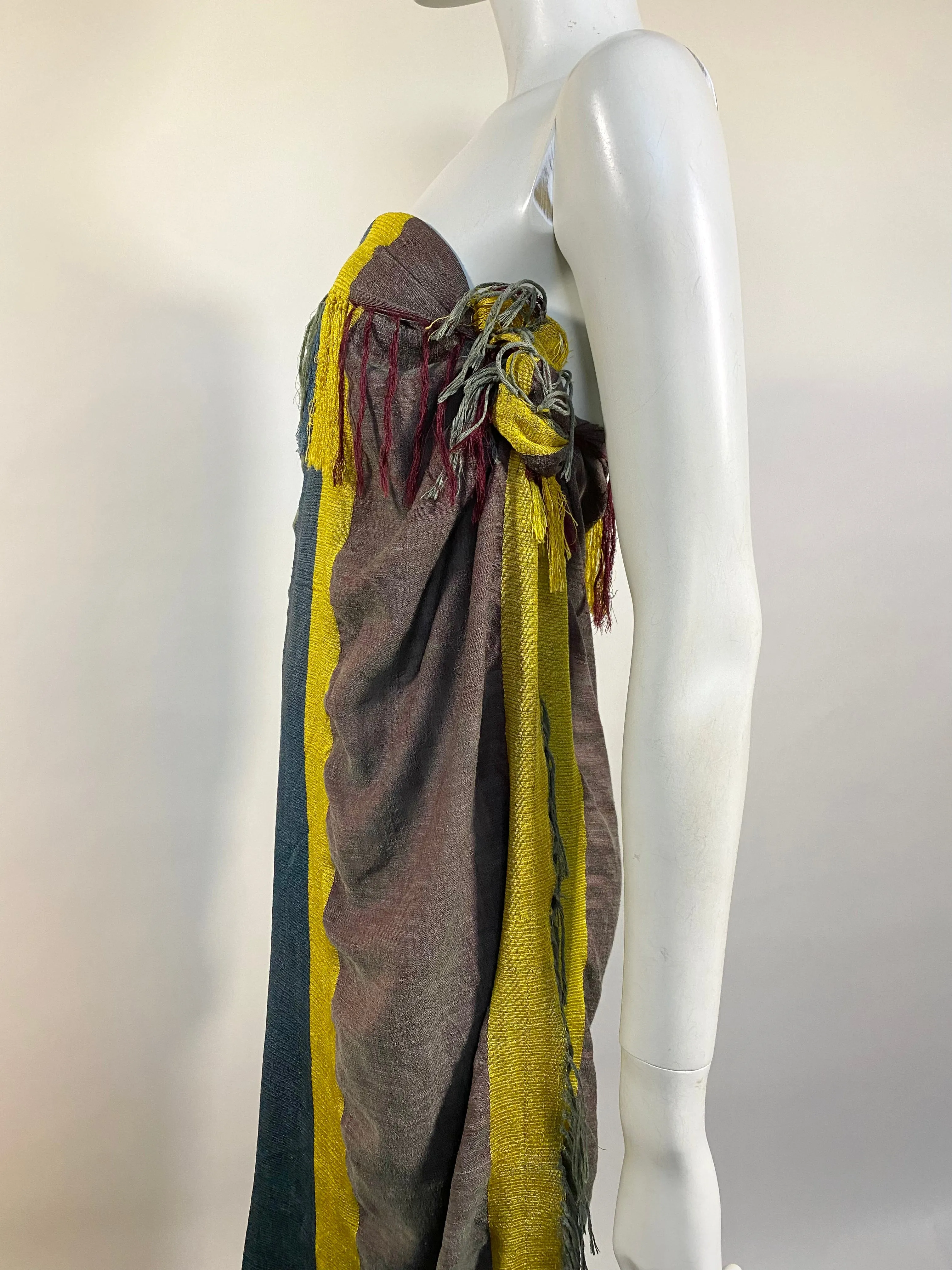 Dries Van Noten Silk Blend Shantung Fringe Scarf