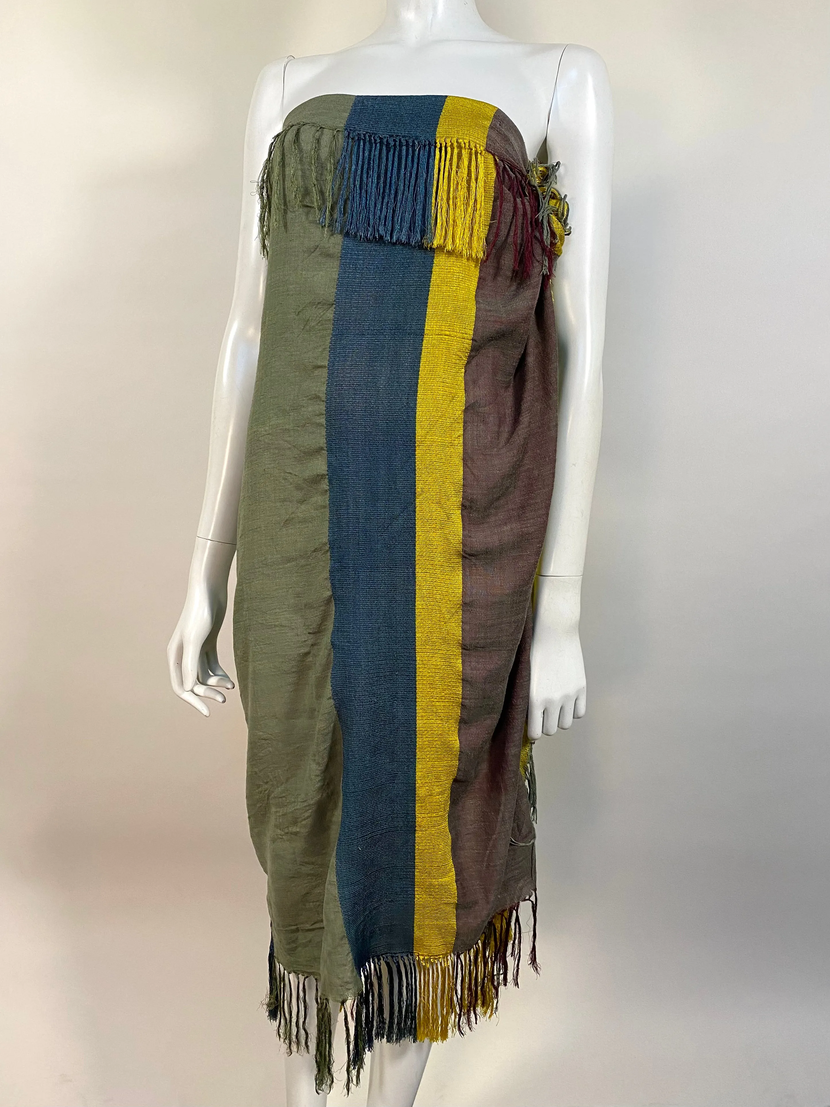 Dries Van Noten Silk Blend Shantung Fringe Scarf