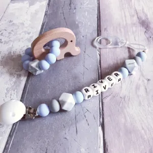 Dummy Clip and Teether Set - Baby Blue