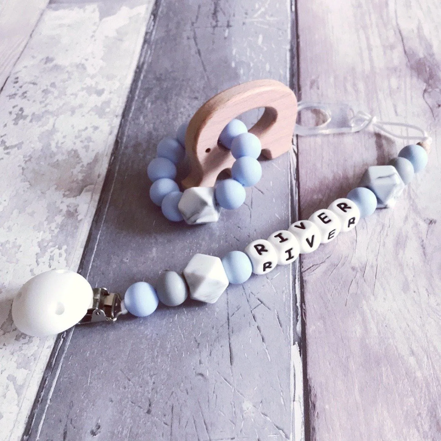 Dummy Clip and Teether Set - Baby Blue