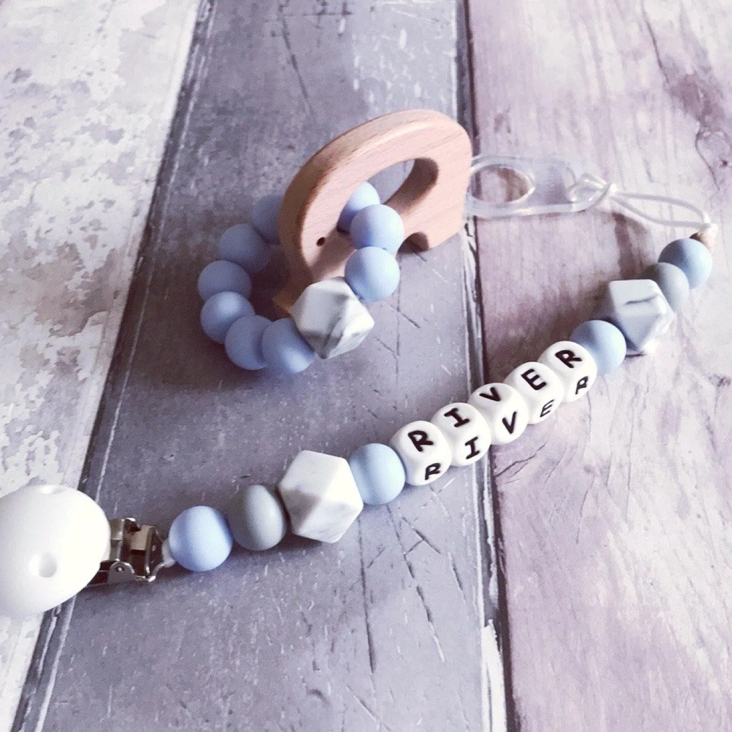 Dummy Clip and Teether Set - Baby Blue