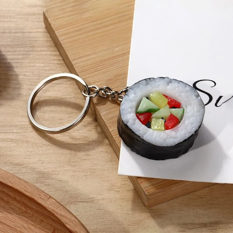 Durable Sushi Rice Ball Keychain - Cartoon Seafood