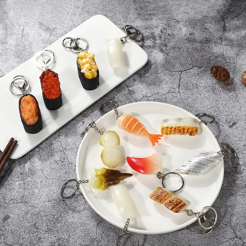 Durable Sushi Rice Ball Keychain - Cartoon Seafood