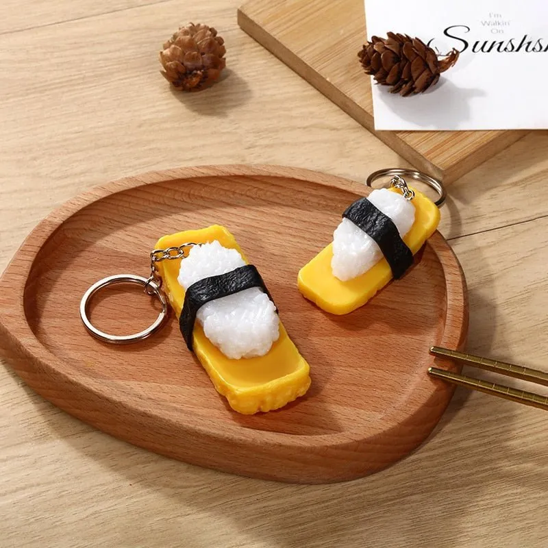 Durable Sushi Rice Ball Keychain - Cartoon Seafood
