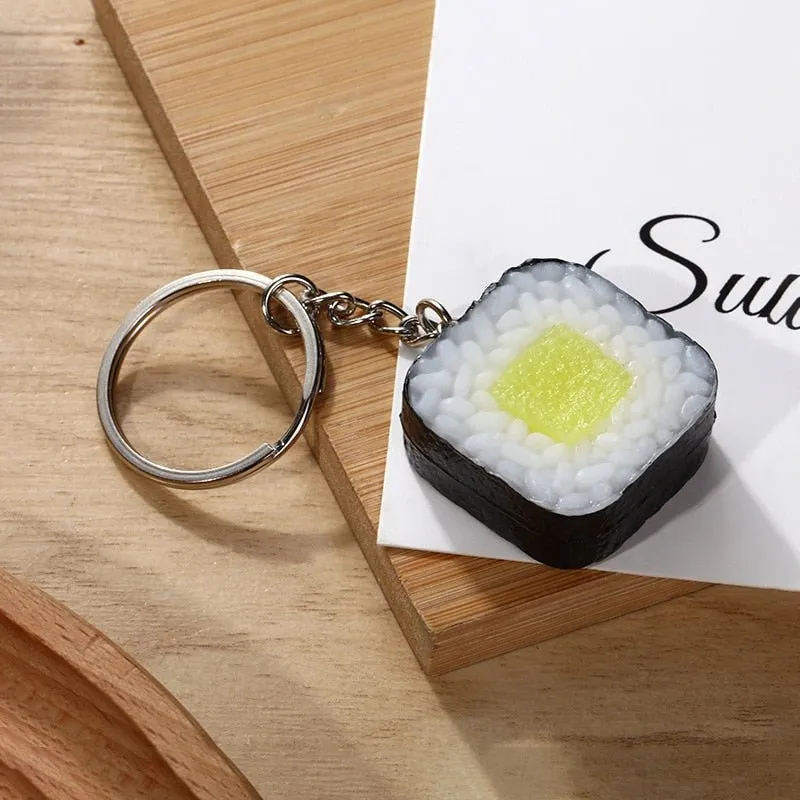Durable Sushi Rice Ball Keychain - Cartoon Seafood