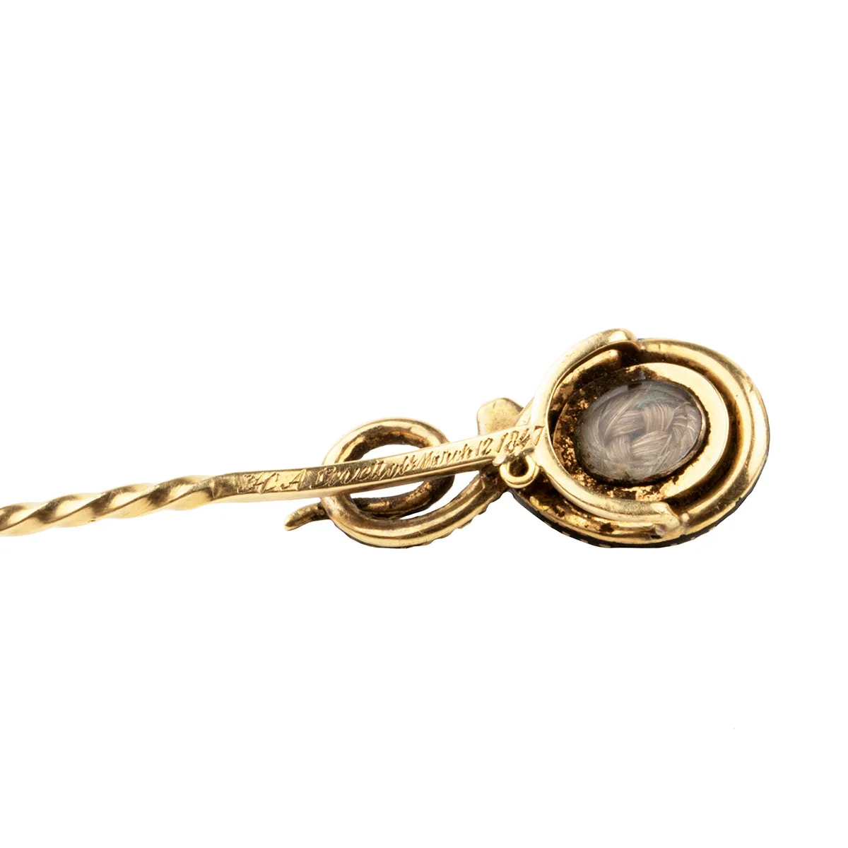Early Victorian Era Mourning Snake Stick Pin