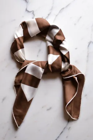 Echo Brown and Cream Silk Scarf, Square, 1970s