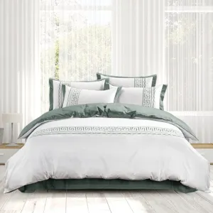 Egyptian Cotton Donatela White & Duck Egg 400 Thread Count  Duvet Cover Set