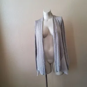 Eileen Fisher Silk Linen Cardigan Open Front Sweater Size XL Grey