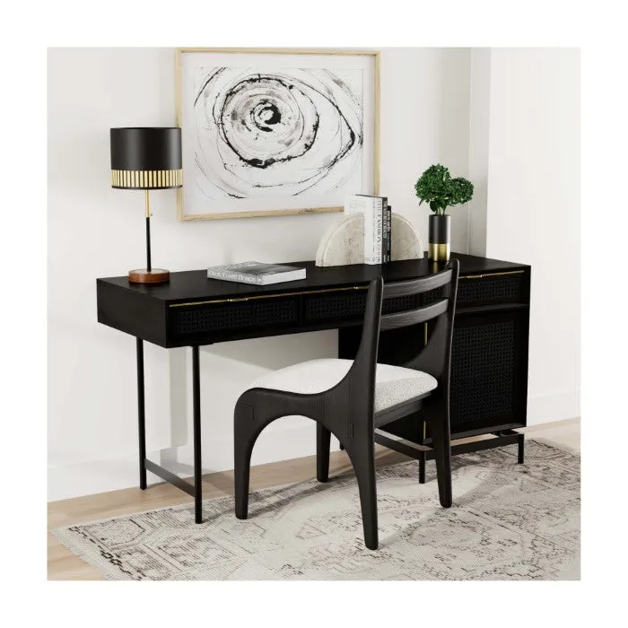 Elegant Woven Cane Charcoal Workspace