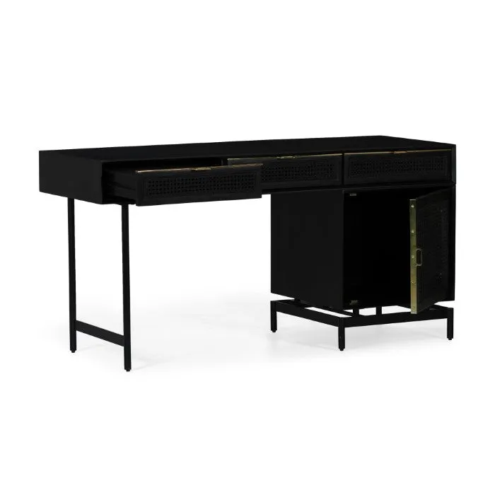 Elegant Woven Cane Charcoal Workspace