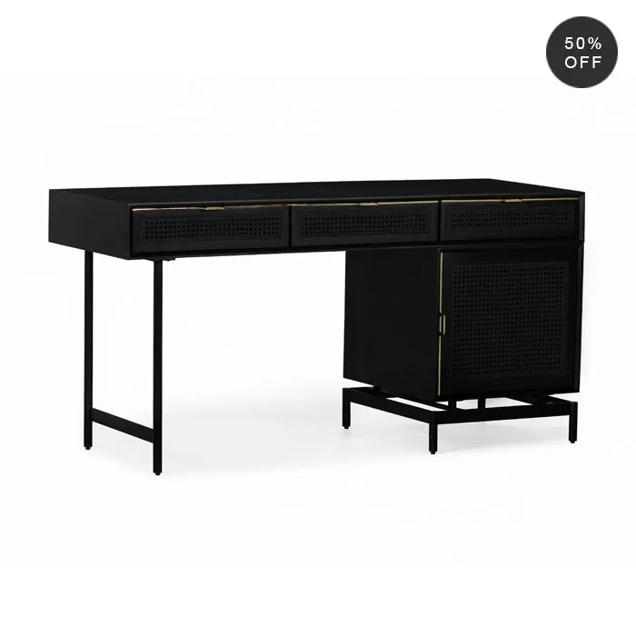 Elegant Woven Cane Charcoal Workspace