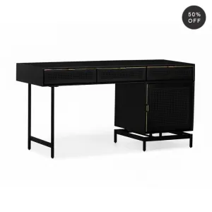 Elegant Woven Cane Charcoal Workspace