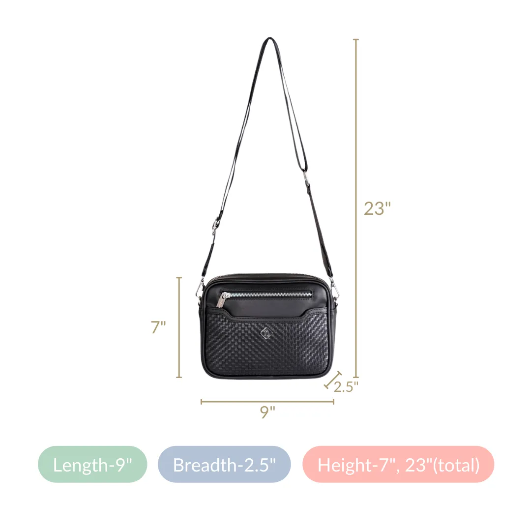 Embossed Luxe Crossbody Belt Bag Black