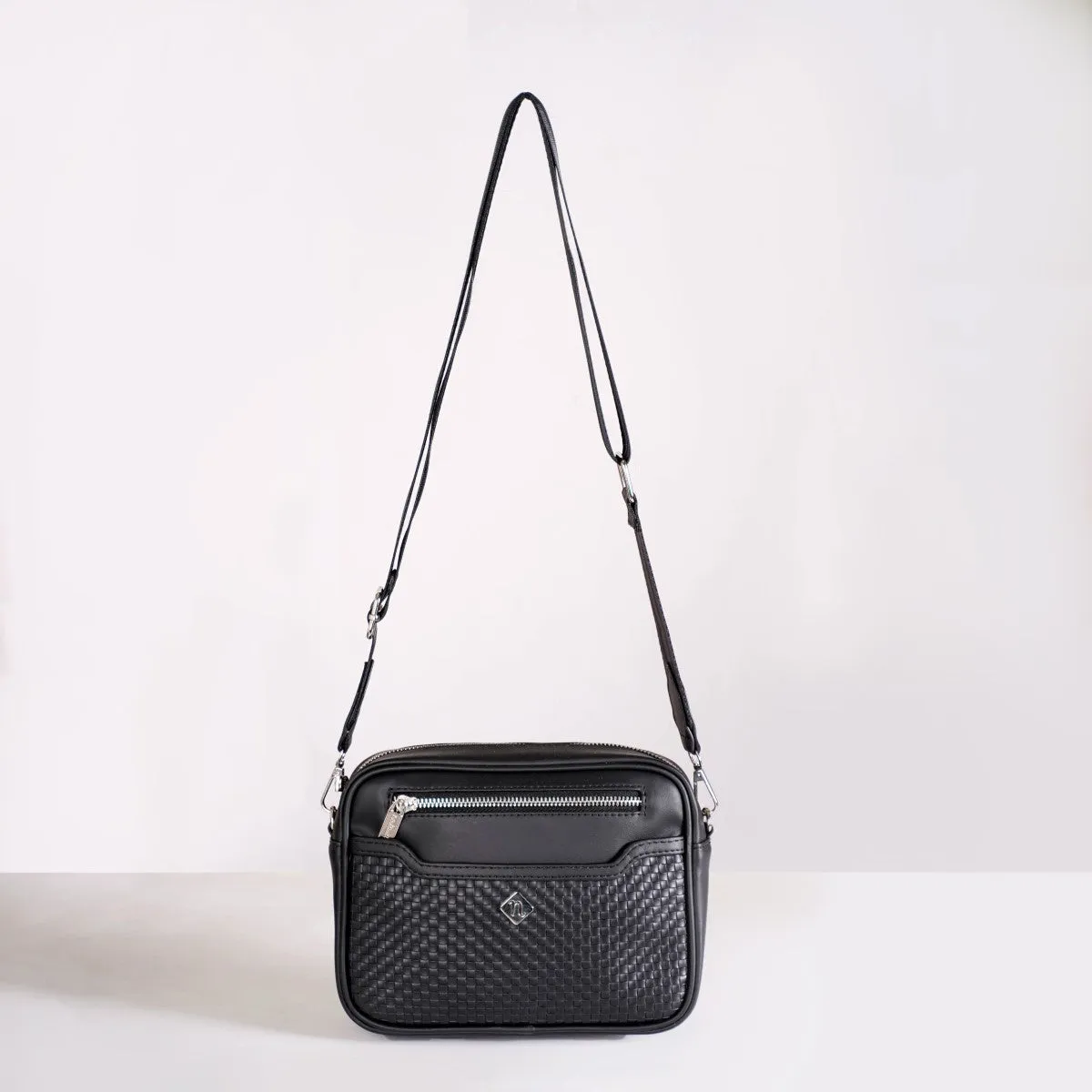 Embossed Luxe Crossbody Belt Bag Black