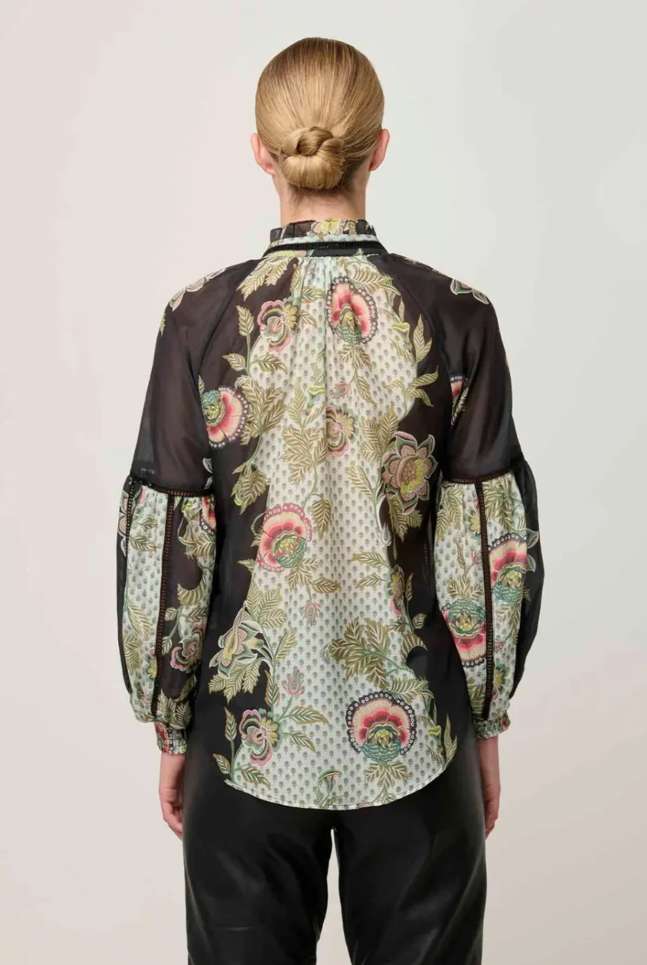 Espada Lace Trim Silk Blouse