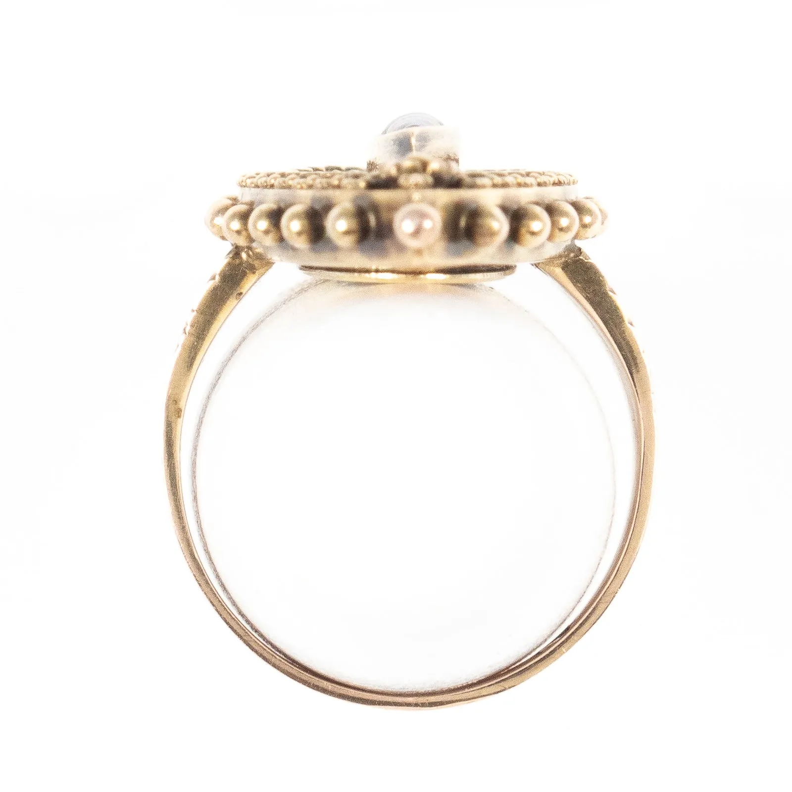 Etruscan Revival Pearl Compartment Ring