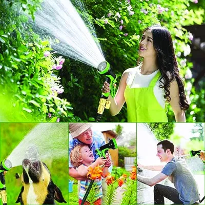 Expandable garden hose with 10 function Spray Gun