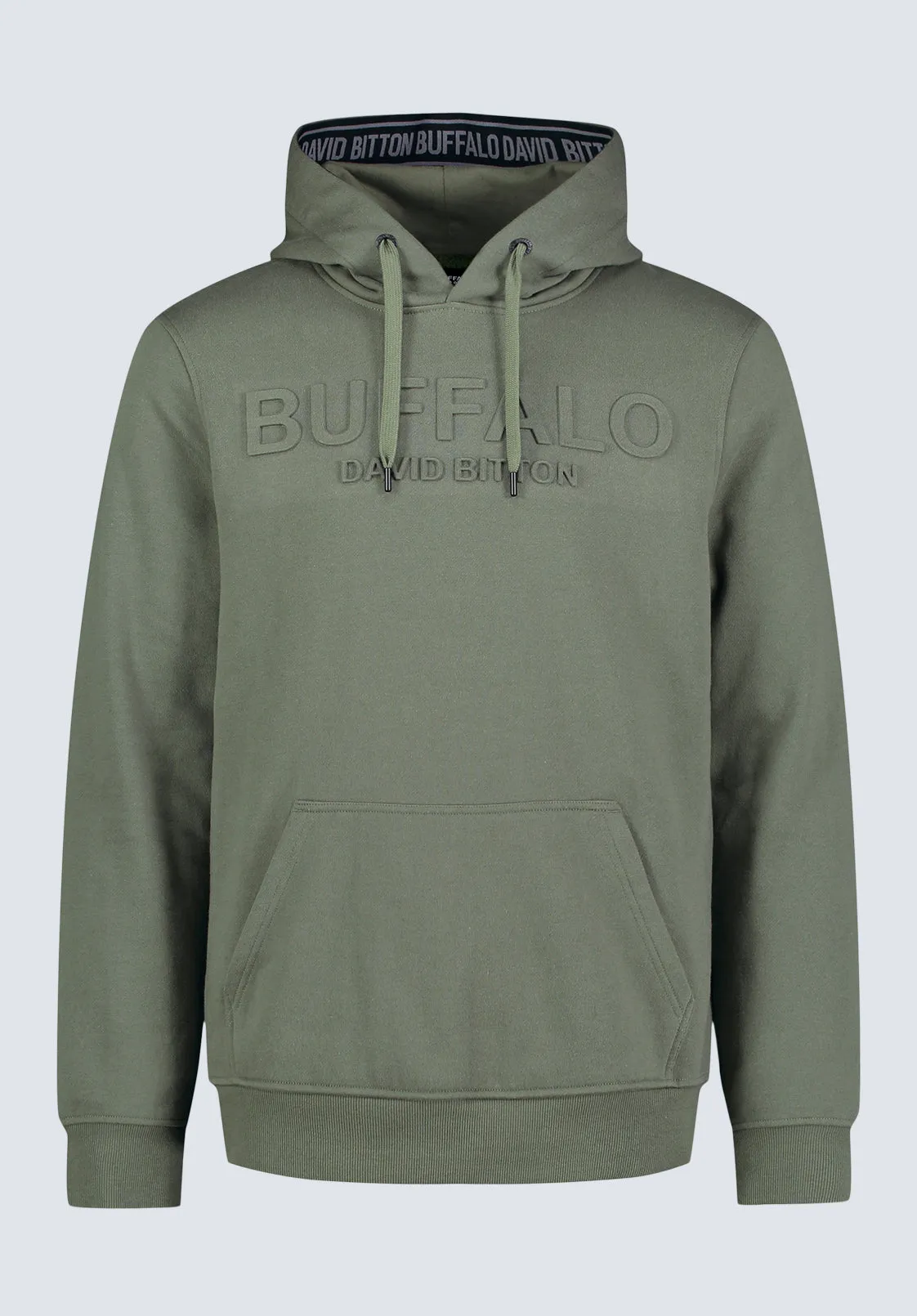 Fadol Men's Embossed Logo Hooded Sweatshirt, Army green - BPM13610V