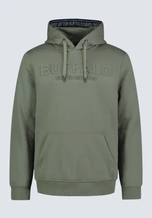 Fadol Men's Embossed Logo Hooded Sweatshirt, Army green - BPM13610V