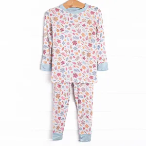 Fall Foliage Bamboo Pajama Set, Blue