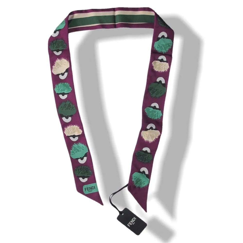 Fendi Purple/Green Printed Creatures Monster Twilly NWT!