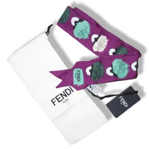 Fendi Purple/Green Printed Creatures Monster Twilly NWT!
