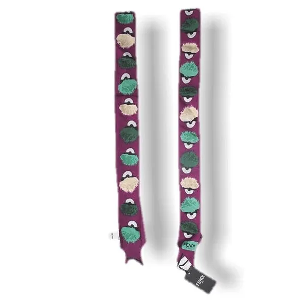 Fendi Purple/Green Printed Creatures Monster Twilly NWT!