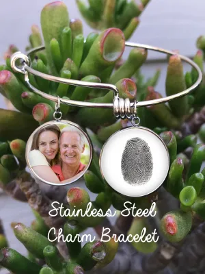Fingerprint and Photo Bangle Bracelet