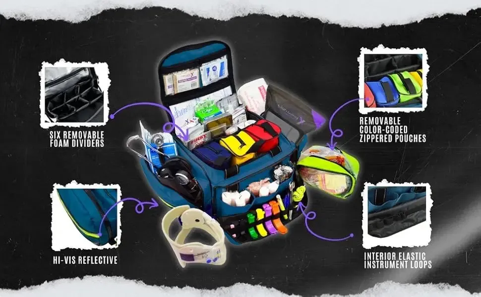 First Responder EMT Trauma Bag Stocked w/Fill Kit C - RED