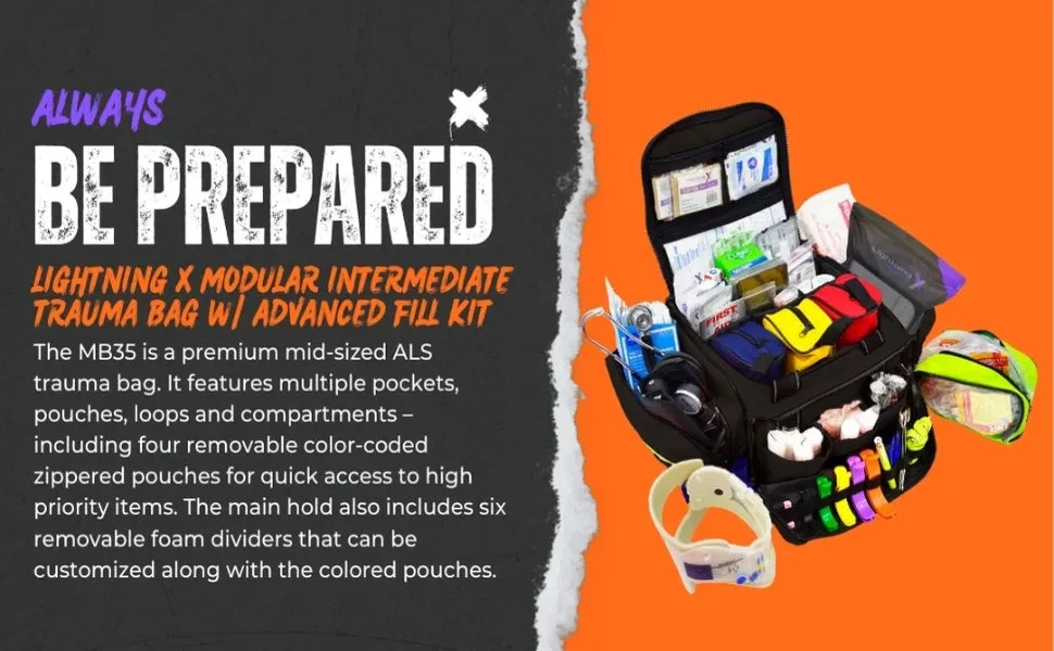 First Responder EMT Trauma Bag Stocked w/Fill Kit C - RED