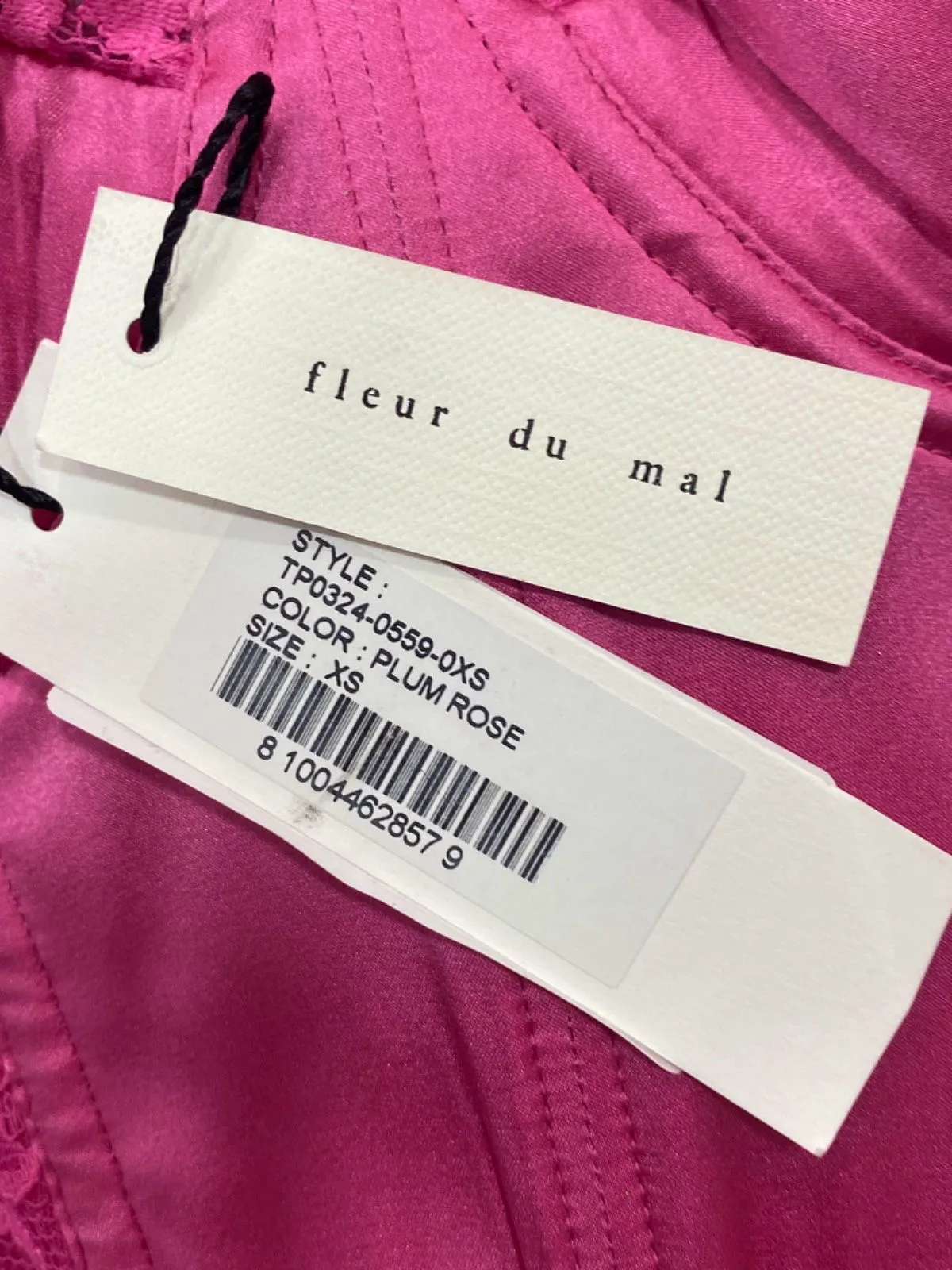 Fleur du Mal Plum Rose Lace Bustier UK XS