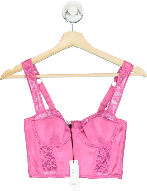 Fleur du Mal Plum Rose Lace Bustier UK XS