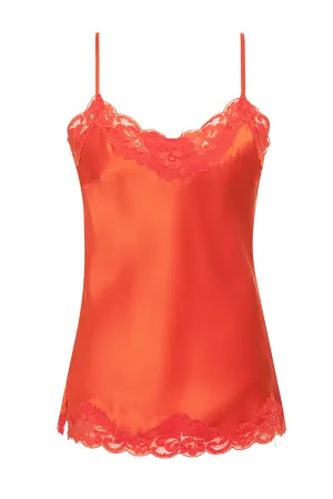 Floral Lace Silk Cami Acid Orange